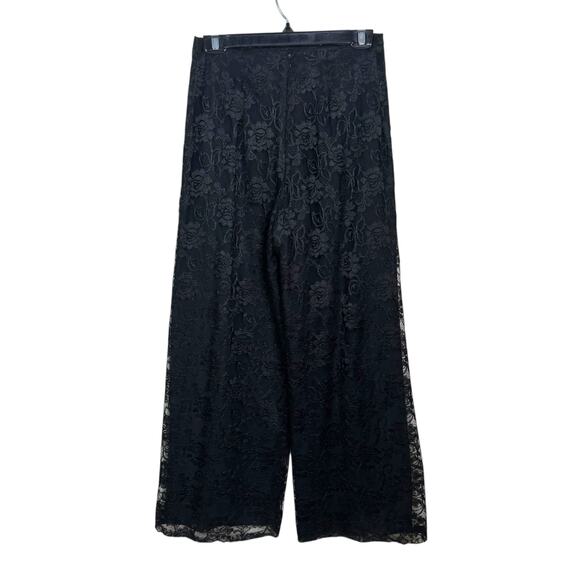 Vintage Farinae Collections Made in USA Size 10 Black Lace Wide Leg Pants - Picture 5 of 8